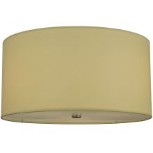 24" W Cilindro Beige Fabric Flush Mount Ceiling Fixture