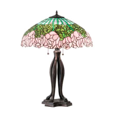 Tiffany Cabbage Rose 3 Light 30" Tall Buffet Table Lamp