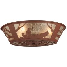 22.5" W Canoe At Lake Flush Mount Ceiling Fixture