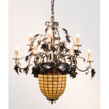 28.5" W Greenbriar Oak 9 Arm Chandelier