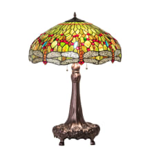 Tiffany Hanginghead Dragonfly 3 Light 31" Tall Buffet Table Lamp