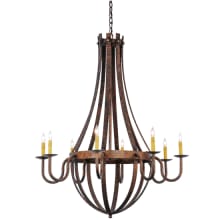 Barrel Stave Madera 8 Light 42" Wide Taper Candle Style Chandelier - Rococo Finish