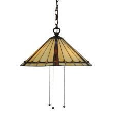 Belvidere 3 Light 20" Wide Hand-Crafted Pendant with Stained Glass