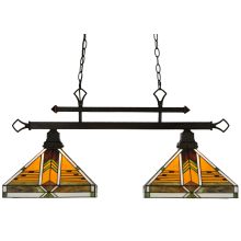 Abilene 2 Light Wide Hand-Crafted Chandelier with Stained Glass