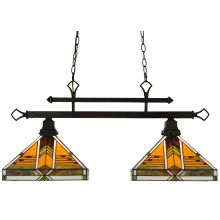 Abilene 2 Light Wide Hand-Crafted Chandelier with Stained Glass