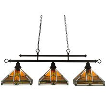Abilene 3 Light Wide Hand-Crafted Chandelier with Stained Glass