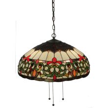 Creole 3 Light 22" Wide Hand-Crafted Pendant with Stained Glass