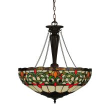 Creole 3 Light 21.75" Wide Hand-Crafted Pendant with Stained Glass