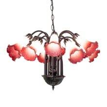 Pink/White Tiffany Pond Lily 12 Light 24" Wide Chandelier