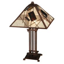 Magnetism 2 Light 23" Tall Hand-Crafted Table Lamp with Stained Glass