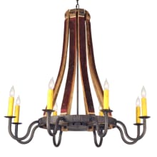 Barrel Stave Madera 8 Light 44" Wide Taper Candle Style Chandelier