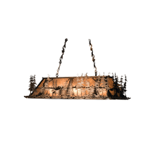 Moose at Dusk 9 Light 54" Wide Billiard Chandelier with Silver Mica Shade