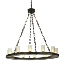 Loxley 36 Light 72" Wide Pillar Candle Style Chandelier with Clear, Seedy Glass Shades - Timeless Bronze Finish