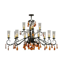 Windsor 14 Light 38" Wide Crystal Candle Style Chandelier - Chestnut Finish