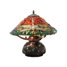 Dragonfly 2 Light 16.5" Tall Hand-Crafted Table Lamp with Stained Glass