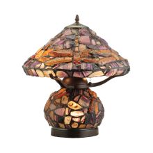 Dragonfly Jadestone 2 Light 18.5" Tall Hand-Crafted Table Lamp with Stained Glass