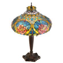 Dragonfly Rose 2 Light 26" Tall Hand-Crafted Table Lamp with Stained Glass