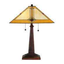 Diamond Mission 2 Light 22" Tall Hand-Crafted Table Lamp with Stained Glass