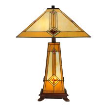 Diamond Mission 2 Light 23" Tall Hand-Crafted Table Lamp with Stained Glass