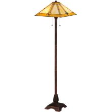 Diamond Mission 2 Light 62" Tall Hand-Crafted Floor Lamp with Stained Glass