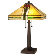 Parker Poppy 2 Light 23" Tall Hand-Crafted Table Lamp with Stained Glass