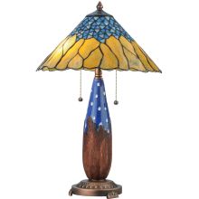 Cristal Azul 2 Light 24.5" Tall Hand-Crafted Table Lamp with Stained Glass