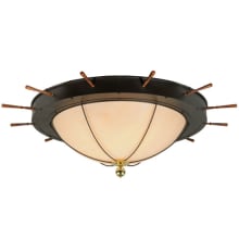 Nautical 12 Light 74" Wide Flush Mount Bowl Ceiling Fixture with Faux Alabaster Shade - Oil Rubbed Bronze Finish