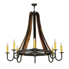 Barrel Stave Madera 8 Light 48" Wide Taper Candle Style Chandelier - Natural Wood / Timeless Bronze Finish