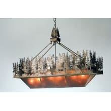 Pine Lake 6 Light 60" Wide Billiard Chandelier with Brown Glass Shade