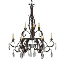 New Country French 9 Light 39" Wide Crystal Candle Style Chandelier