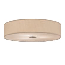 Cilindro 3 Light 36" Wide Semi-Flush Drum Ceiling Fixture with White Burlap Shade - Nickel Finish - GU24 Bulb Base