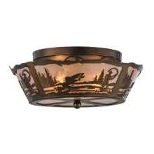 Fly Fishing Creek 2 Light 17" Wide Semi-Flush Ceiling Fixture - Antique Copper Finish