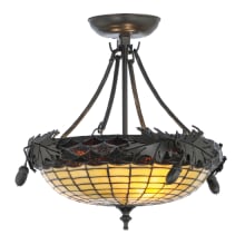 Greenbriar Oak 3 Light 16" Wide Semi-Flush Bowl Ceiling Fixture - Timeless Bronze Finish