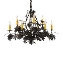 Oak Leaf and Acorn 9 Light 32" Wide Taper Candle Style Chandelier
