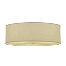 Cilindro 3 Light 36" Wide Semi-Flush Drum Ceiling Fixture with White Burlap Shade - Nickel Finish - GX24q-3 Bulb Base