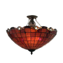 Elan 3 Light 24" Wide Semi Flush Ceiling Fixture with Tiffany Glass Shade