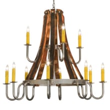 Barrel Stave Madera 12 Light 44" Wide Taper Candle Style Chandelier