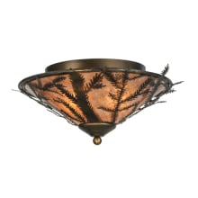 Pine Branch 2 Light 20" Wide Semi-Flush Ceiling Fixture with Silver Mica Shade - Antique Copper Finish