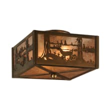 Deer at Lake 2 Light 14" Wide Semi-Flush Square Ceiling Fixture