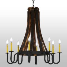 Barrel Stave Madera 8 Light 40" Wide Taper Candle Style Chandelier