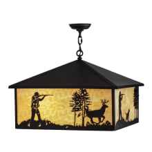 Quail and Deer Hunter 4 Light 34" Wide Pendant