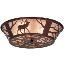 Elk on the Loose 4 Light 22" Wide Flush Mount Drum Ceiling Fixture with Silver Mica Shade