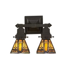 Sierra Prairie Mission 2 Light 12" Wide Hand-Crafted Wall Sconce with Stained Glass
