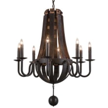 Barrel Stave 8 Light 36" Wide Taper Candle Style Chandelier