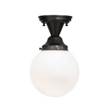 Revival Schoolhouse 8" Wide Semi-Flush Globe Ceiling Fixture - Craftsman Brown Finish - GU24 Bulb Base