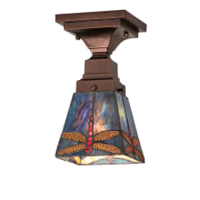 Prairie 7" Wide Semi-Flush Ceiling Fixture with Stained Glass Shade