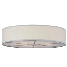 Cilindro 8 Light 48" Wide Flush Mount Drum Ceiling Fixture with White Shade - Nickel Finish