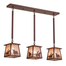 Cowboy and Steer 3 Light 7" Wide Linear Pendant