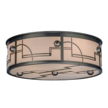 Revival Deco 4 Light 23-1/2" Wide Flush Mount Drum Ceiling Fixture with White Glass Shade