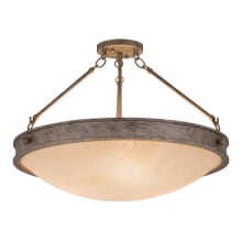 Dionne 3 Light 14" Tall Semi-Flush Bowl Ceiling Fixture with Beige Shade - Corinth Finish